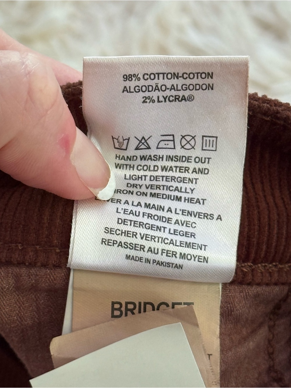 DL1961 Bridget Cropped High Rise Instasculpt Boot Corduroy Pants Brown 28 - Picture 6 of 8
